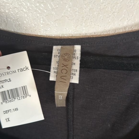 XCVI Black Sheer Back Long Line Flowy Tank Size 1X NWT Lagenlook - Picture 2 of 7